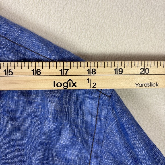 Tommy Bahama Island Modern Fit Blue Button Down Shirt Large 100% Linen - Picture 9 of 12